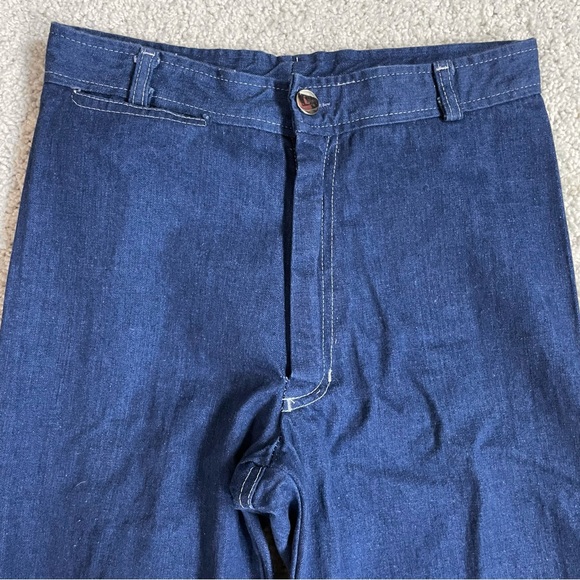 MINT! Women's VINTAGE 70's Giant BELL BOTTOM High Rise DISCO Denim JEANS  9 - Picture 3 of 5